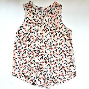 41 HAWTHORN BREEZY ORANGE & WHITE FLORAL BLOUSE SIZE S